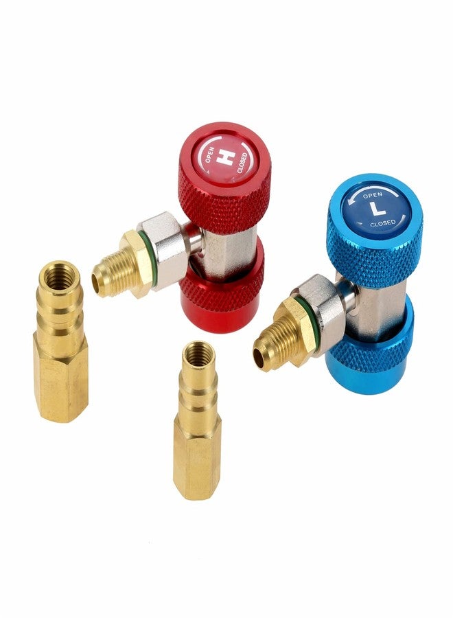 gohantee طقم وصلات محول R134A، موصل سريع قابل للتعديل R-134A، موصل خرطوم مقياس ضغط الفريون 1/4 بوصة، مع محول تحويل من R22 وR12 وR502 إلى R134A (قطعتان) - Image 1
